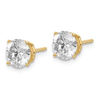 14K Yellow Gold 2ct. 6.5mm Round G H I True Light Moissanite Screwback Earrings