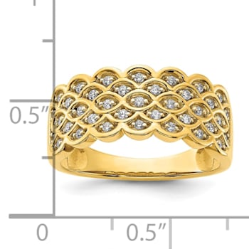 14K Yellow Gold Pave Diamond Wedding Band 0.24ctw