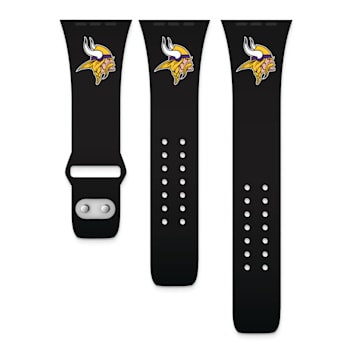 Gametime Minnesota Vikings Black Silicone Band fits Apple Watch (42/44mm
M/L). Watch not included.