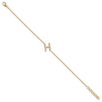 14k Yellow Gold Diamond Sideways Letter H Bracelet