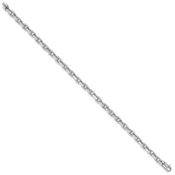 Rhodium Over 14k White Gold 4.2mm Hand-polished Fancy Link Bracelet