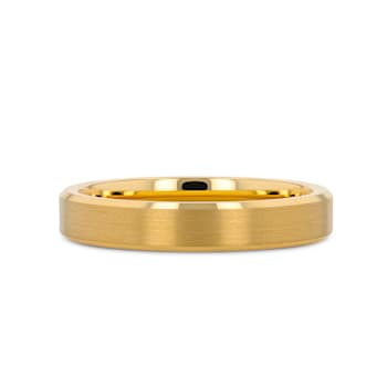 HONOR Gold-Plated Tungsten Beveled Polished Edges Flat Ring with Brushed
Center 4mm