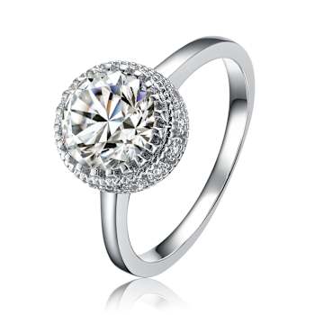 CZ Halo Engagement-Style Ring In Sterling Silver
