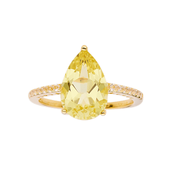 Pear Lab Created Yellow Sapphire with White Topaz 18K Yellow Gold Over
Sterling Silver Ring 3.80ctw