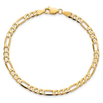 10k Yellow Gold 4mm Flat Figaro Link Bracelet