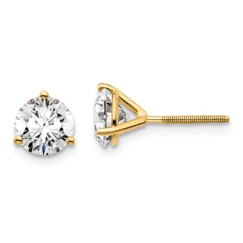 14K Yellow Gold Lab Grown Diamond 1 1/2ct. VS/SI GH+, 3 Prong Screwback Earrings