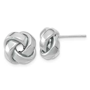 Rhodium Over 14k White Gold Polished 12mm Love Knot Stud Earrings