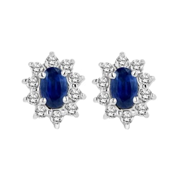 0.70ctw Sapphire and Diamond Earrings in 14k White Gold