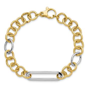 14k Yellow Gold and 14k White Gold 9.1mm Fancy Link Bracelet