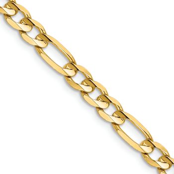 14k Yellow Gold 5.5mm Solid Concave Open Figaro 26 Inch Chain