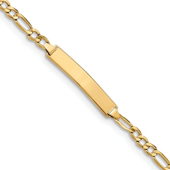 14k Yellow Gold Semi-Solid Figaro Link ID Bracelet