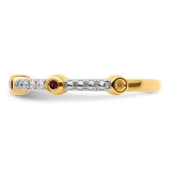 14K Yellow Gold Stackable Expressions Garnet and Diamond Ring 0.225ctw