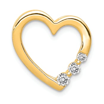 14k Yellow Gold Diamond Heart Chain Slide Pendant