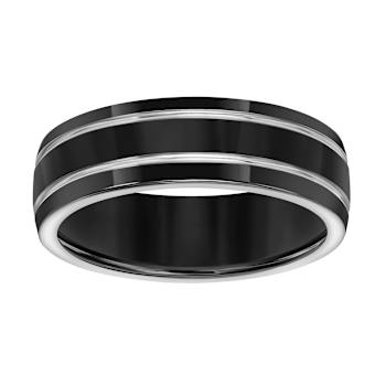 7mm Bevel-Edge Comfort Fit Band in Black Titanium