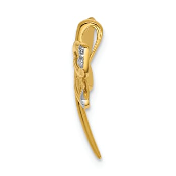 14k Yellow Gold and Rhodium Over 14k Yellow Gold Dragonfly Chain Slide Pendant
