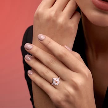 0.62ctw Morganite and 0.25ctw Diamond 14k Rose Gold Halo Ring