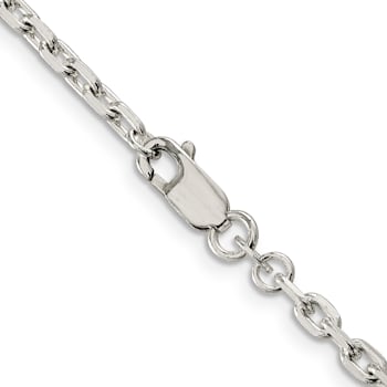 Sterling Silver 3.25mm Beveled Oval Cable Chain Necklace