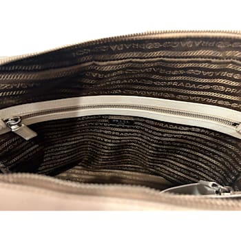 Prada Saffiano Ivory Leather Briefcase Satchel Tote Bag