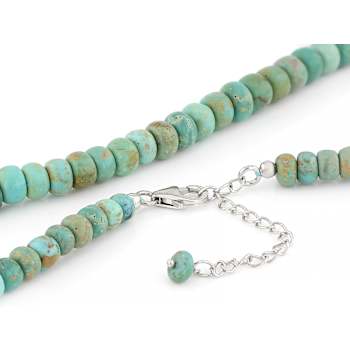 Turquoise Rondelle Beaded Necklace In Sterling Silver