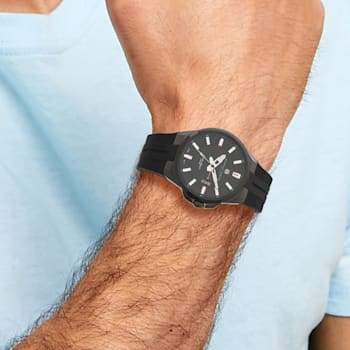 Charles Hubert Black IP-plated Stainless Steel Black Dial Watch