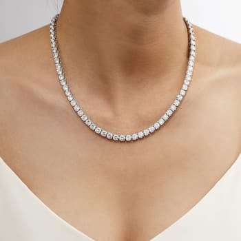 White Cubic Zirconia Platinum Over Sterling Silver Tennis Necklace 43.50ctw