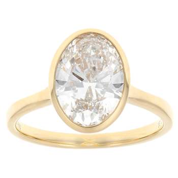 Oval Lab-Grown Diamond Solitaire Ring In Solid 14K Gold