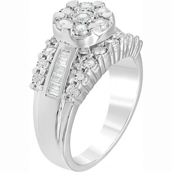 White Diamond Rhodium Over Sterling Silver Ring 0.50ctw