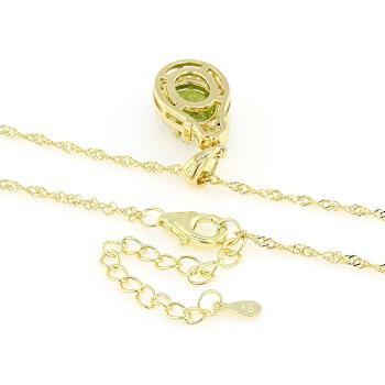 Peridot And White Zircon Pendant Necklace In 18K Gold Over Sterling
Silver 2.64ctw