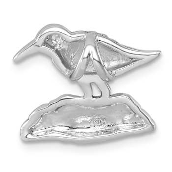 Rhodium Over Sterling Silver Antiqued Sandpiper Chain Slide Pendant