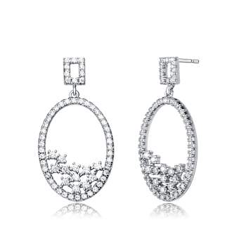 Sculptural CZ Globe Drop Earrings In Sterling Silver