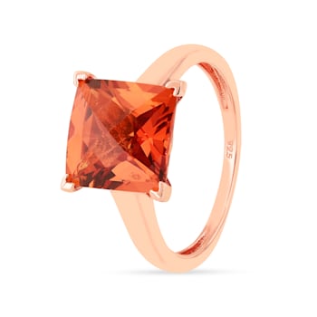 Peach Orange Lab Created Padparadscha Sapphire 14K Rose Gold Over
Sterling Silver Statement Ring