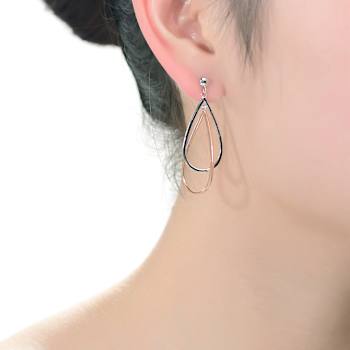 Two-Tone Pear Shape Drop Earrings In Sterling Silver And 18K Rose Gold
Over Sterling Silver
