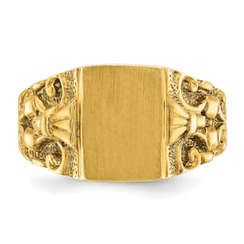 14K Yellow Gold 13x9mm Men's Signet Ring