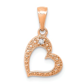 10k Rose Gold Diamond Heart Pendant