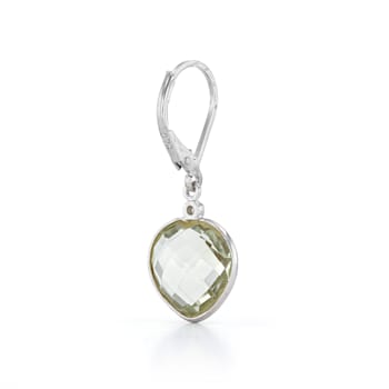 Green Heart Shape Praisiolite With Diamond Accent Sterling Silver
Earrings 8ctw