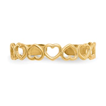 14K Yellow Gold Open Hearts Toe Ring