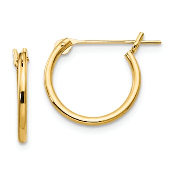 14K Yellow Gold 1.25mm Half Hoop Earrings