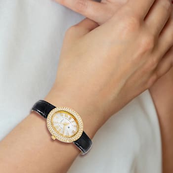Ladies Charles Hubert IP-plated Stainless Steel Leather Band 29x34mm Watch