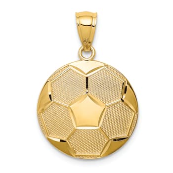 14k Yellow Gold Textured Soccer Ball Pendant
