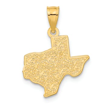 14k Yellow Gold Textured State of Texas Map Pendant