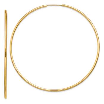 14k Yellow Gold 2 1/2" Polished Round Endless Hoop Earrings