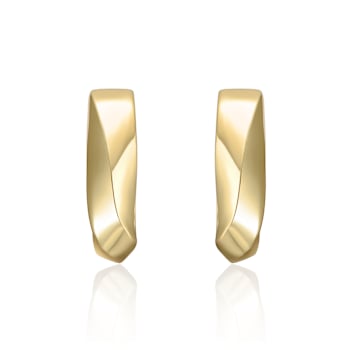 Geometric Rectangle Mini Hoop Earrings In 14K Gold Over Brass