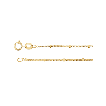 14K Yellow Gold 1.9mm Beaded Curb Chain, 18 Inches.