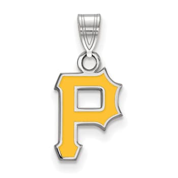 Rhodium Over Sterling Silver MLB Pittsburgh Pirates LogoArt Enameled Pendant
