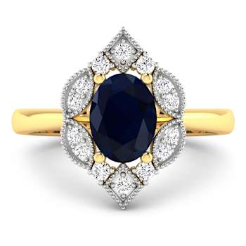 1.5ctw Blue Sapphire and Diamond 14K Yellow Gold Halo Ring