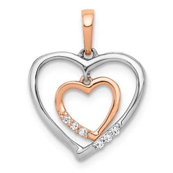 10k White Gold and 10k Rose Gold Diamond Heart Pendant