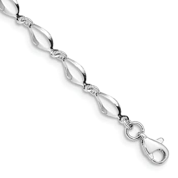 Rhodium Over 10k White Gold 5mm Polished Fancy Link Bracelet
