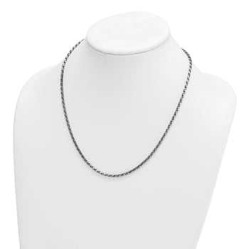 Sterling Silver Antiqued and Satin 2.5mm Twisted Box 20 inch Chain