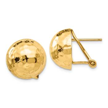 14k Yellow Gold 14mm Hammered Stud Earrings