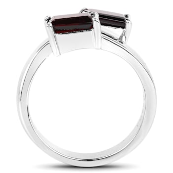 Red Garnet Bypass Ring In Sterling Silver 2.40ctw